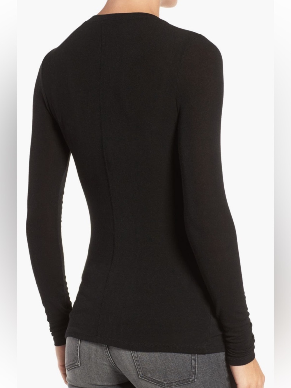 Trouve Sheer Tee Deep V Neck Layering Black - Picture 2 of 12